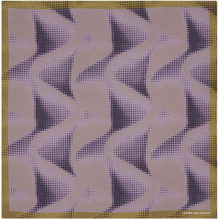 Oblačila Dries Van Noten Brown & Purple Silk Pocket Square Kovinski | 242-021300-9008
