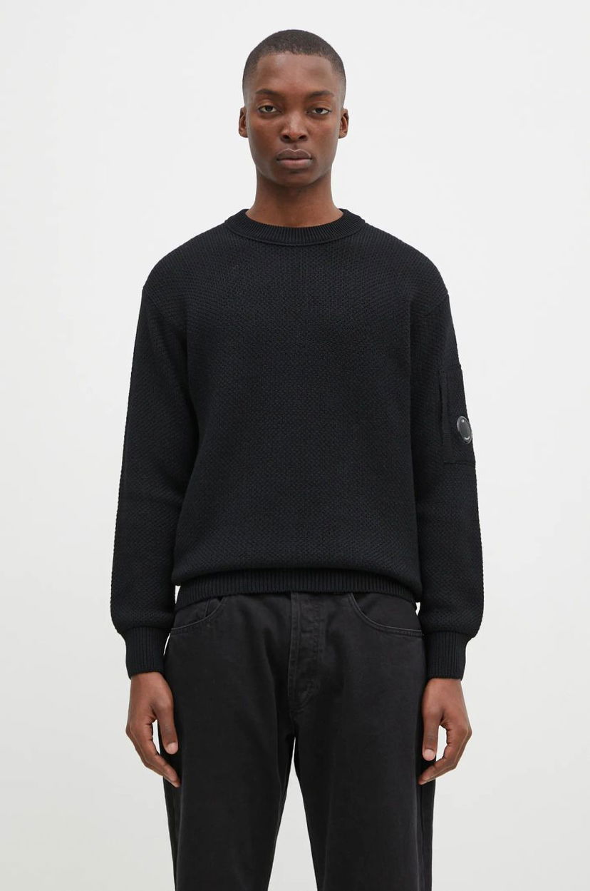 Pleteni pulover C.P. Company Knitwear Crew Neck Sweater Črna | 17CMKN228A006595A