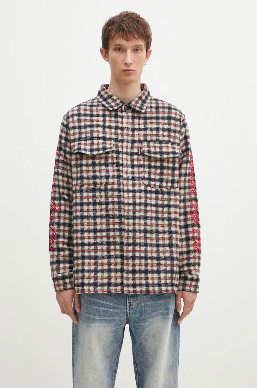 Srajce BILLIONAIRE BOYS CLUB Men's Regular Fit Embroidered Checked Shirt Modra | B24429