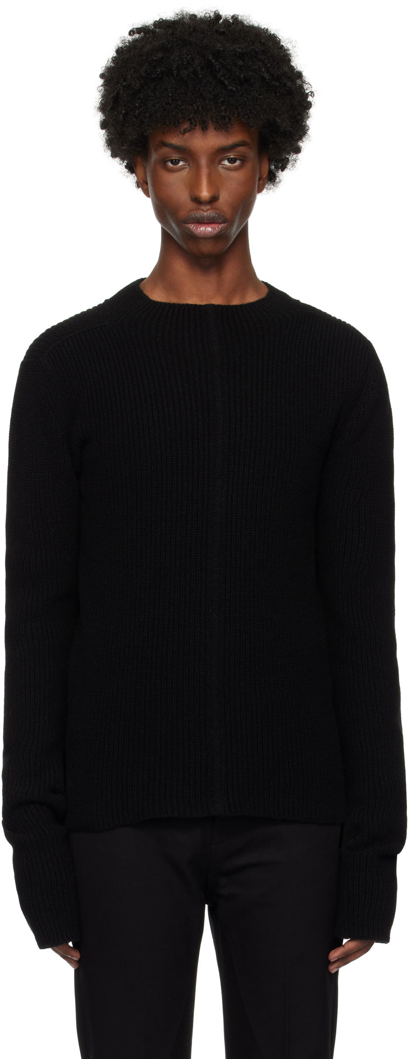 Pleteni pulover Rick Owens Porterville Headon Sweater Črna | RR02D6690 WSBR
