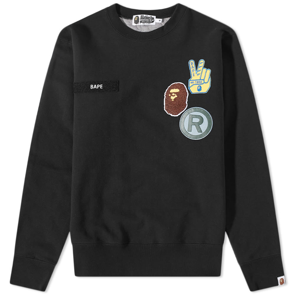 Pleteni pulover BAPE STA Jacquard Relaxed Fit Crewneck Črna | 001SWH801004M-BLK, 0