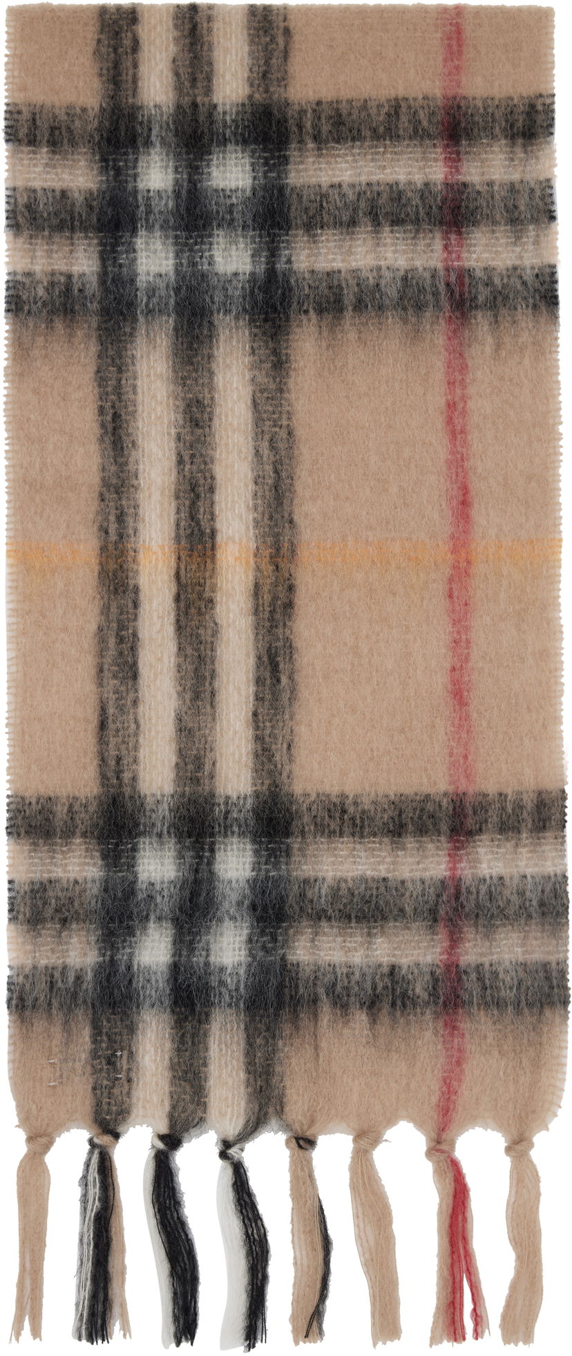 Šala Burberry Burberry Check Mohair and Wool Scarf Bež | 8112967