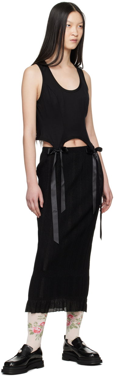 Krila Simone Rocha Simone Rocha Skinny Rib Frill Midi Skirt Črna | HMK35 0624, 3