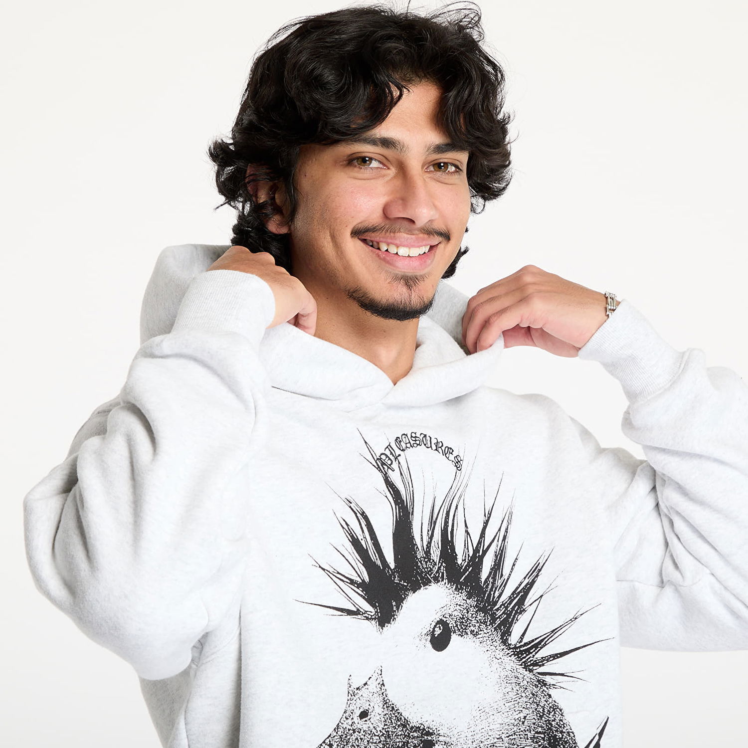 Pulover Pleasures Punk Duck Print Hoodie Siva | P24W021 GREY, 1