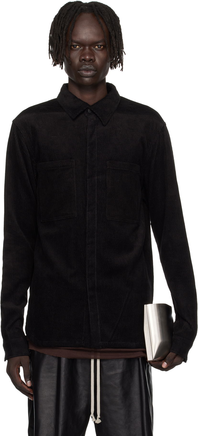 Srajce Rick Owens Rick Owens Concordians Corduroy Work Shirt Črna | RU02E1292 MLC9