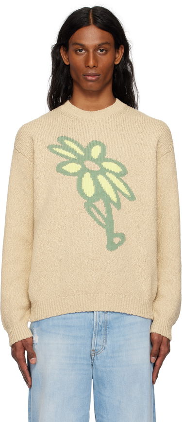 Pleteni pulover MAISON KITSUNÉ Maison Kitsuné Abstract Daisy Intarsia Sweater Bež | OM00811KT1138, 0