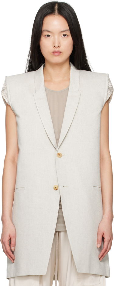 Telovnik Rick Owens Rick Owens Hollywood Dirt Tailored Sleeveless Denim Blazer Bež | RP01E7768 DRD, 0