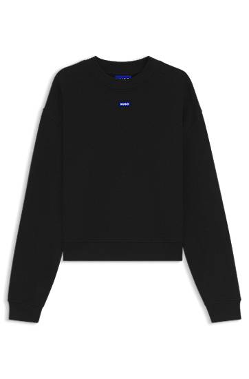 Pleteni pulover BOSS Terry Sweatshirt with Logo Badge Črna | 50534344