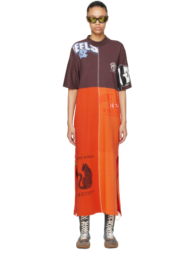 Obleke Marine Serre Regenerated Maxi Dress Oranžna | MDR040