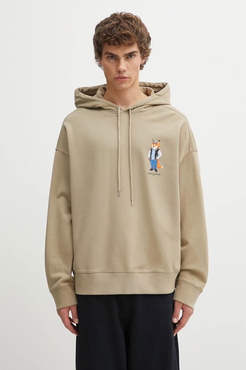 Pulover MAISON KITSUNÉ Dressed Fox Oversize Hoodie Bež | PM00707KM0340