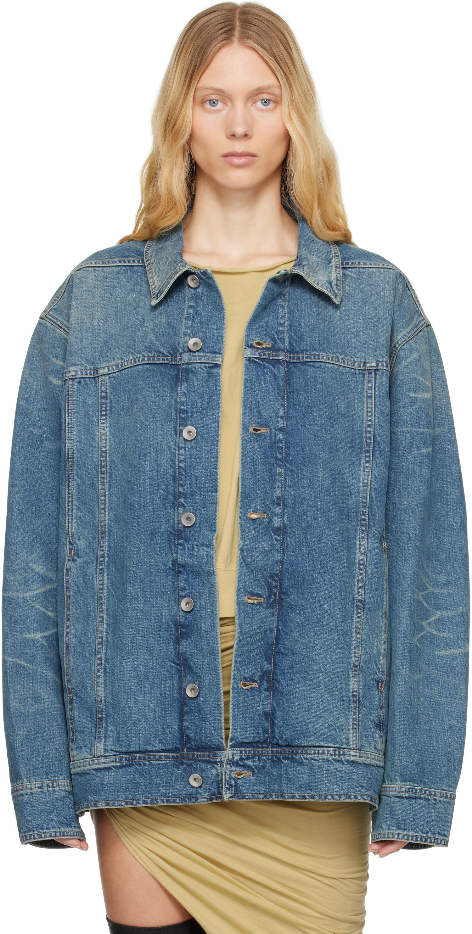 Jakna Rick Owens Rick Owens DRKSHDW Hollywood Jumbo Worker Denim Jacket Modra | DS01E3706 DWB, 0