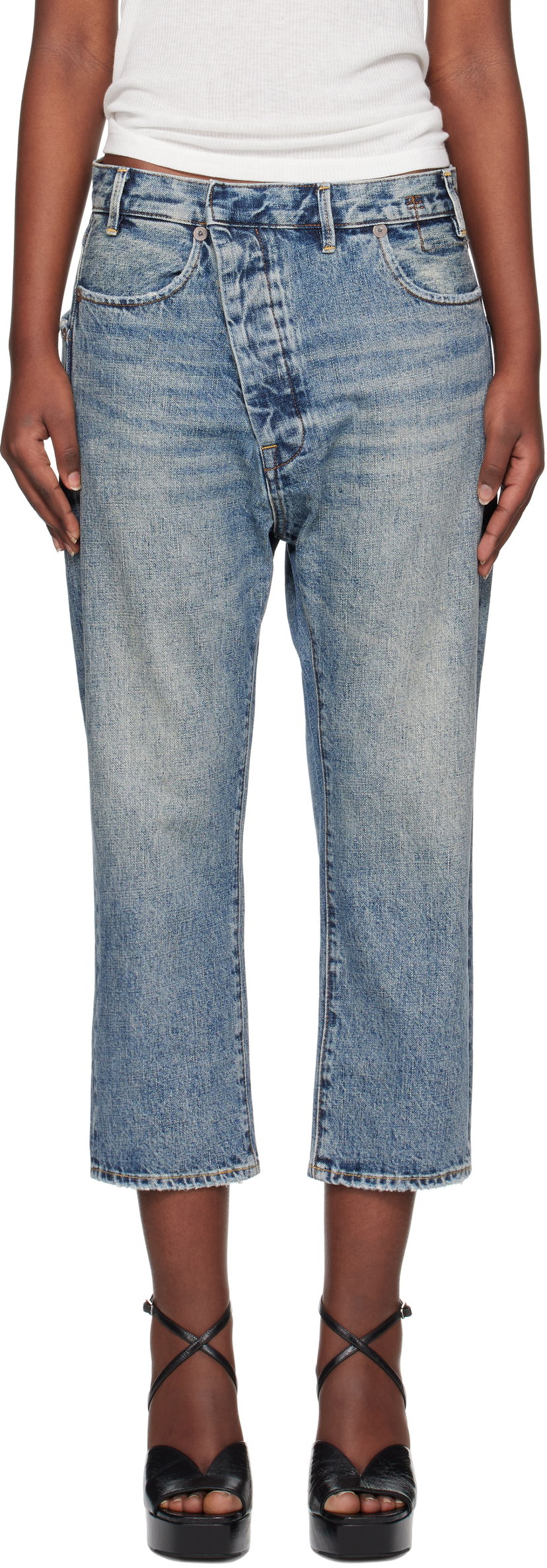 Kavbojke R13 R13 Exene Cropped Distressed Jeans Modra | R13WD139-D213A