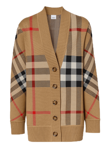 Pleteni pulover Burberry Oversize Cardigan Bež | 8039153