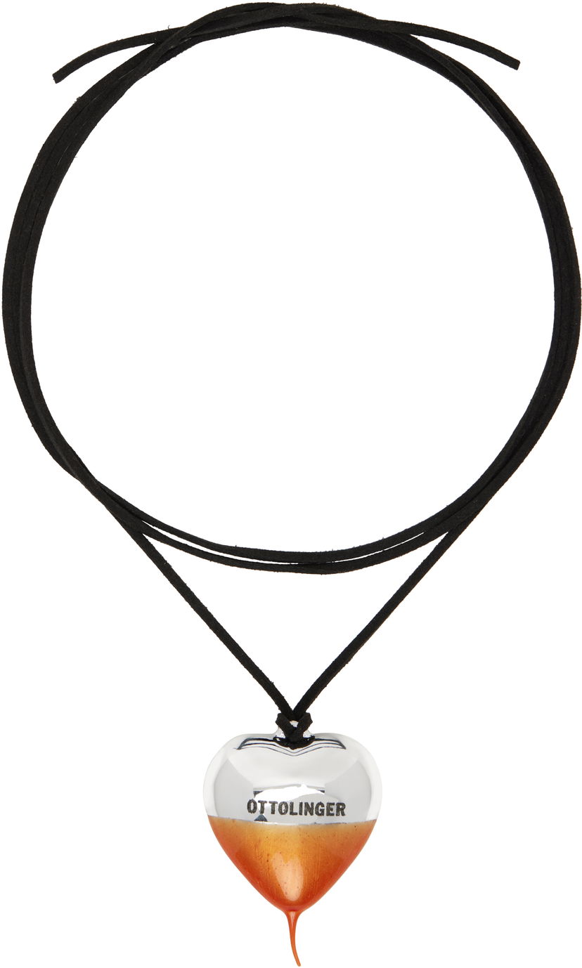 Ogrlica Ottolinger Ottolinger Knotted Heart Pendant Necklace Oranžna | 12590022501