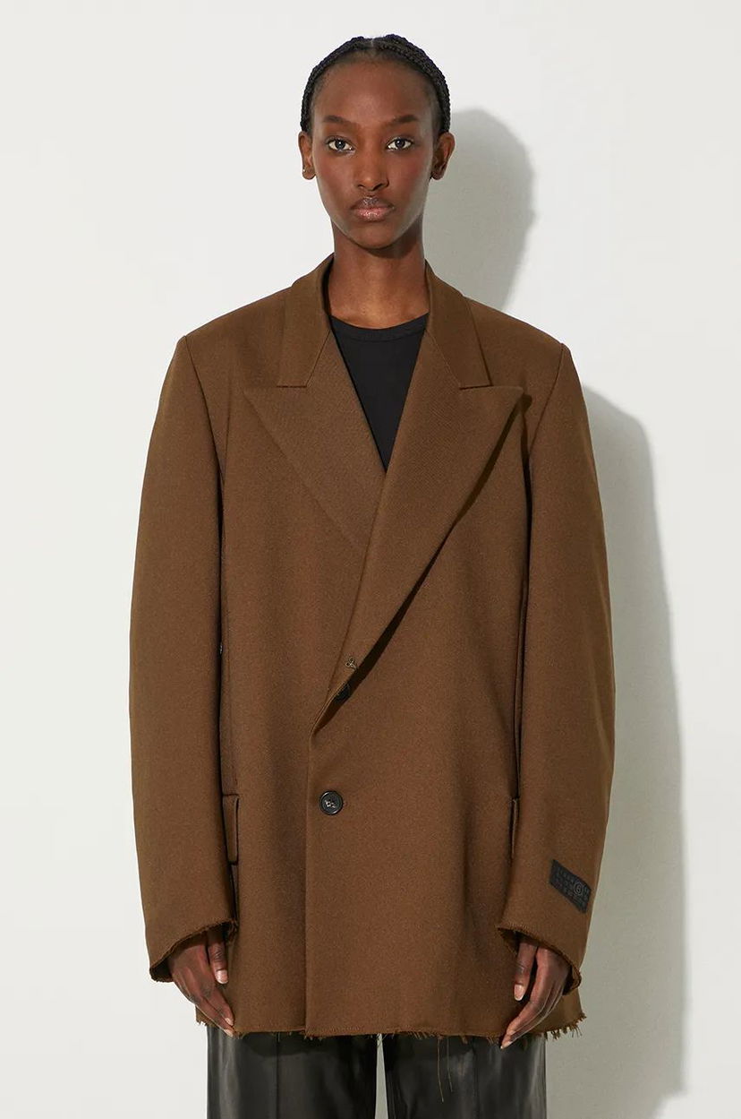 Jakna Maison Margiela Oversized Frayed Blazer Rjava | S62BN0106.M35222
