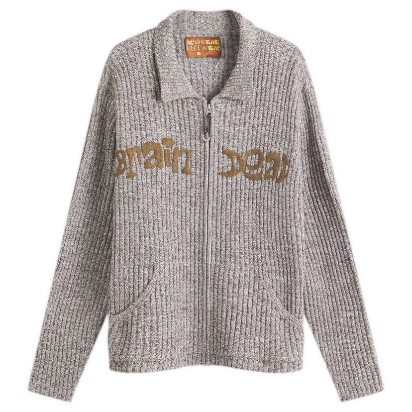 Pleteni pulover Brain Dead Brain Dead Rib Knit Cardigan, Size Large Siva | BDS25012O043-BRN