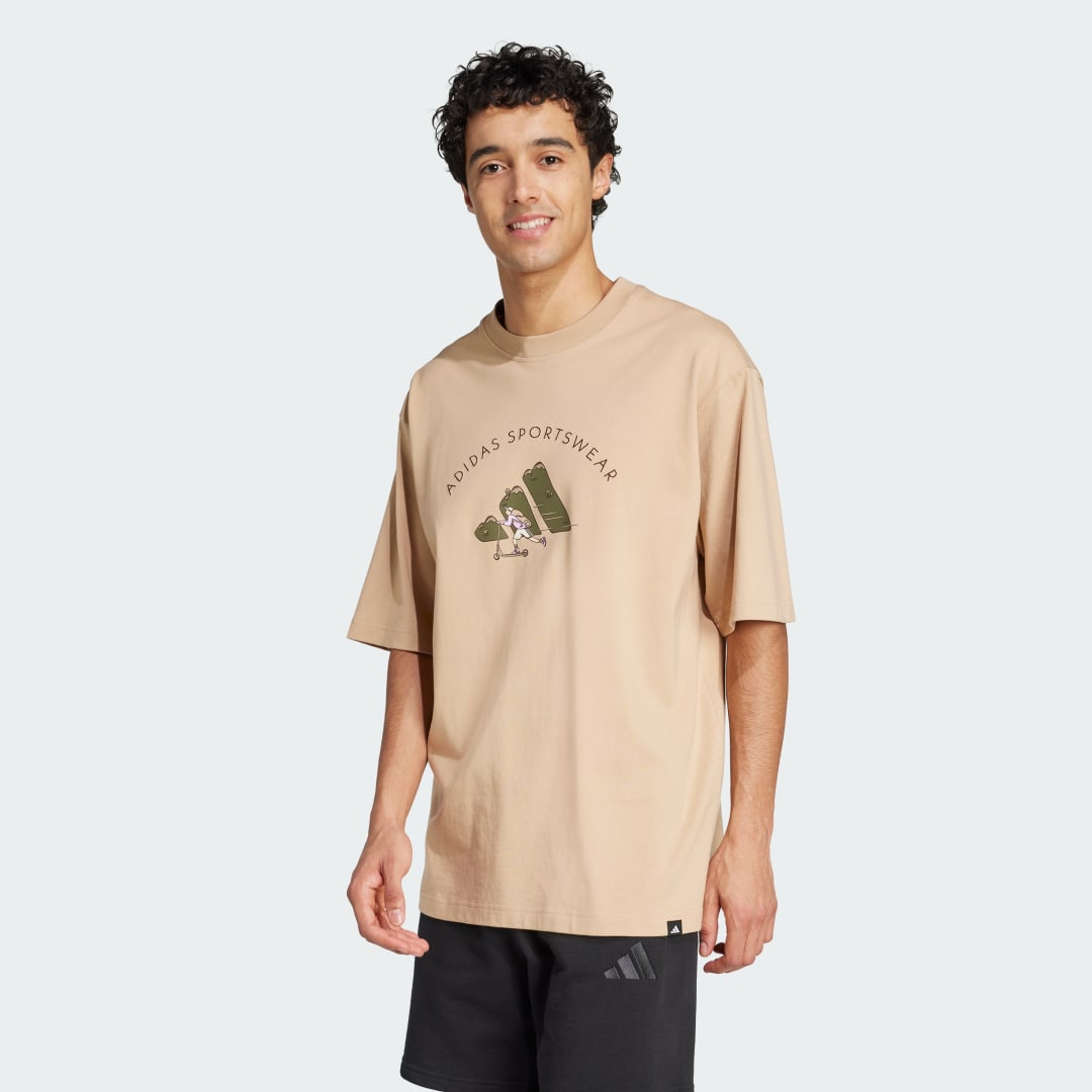 Majica adidas Performance Codes Doodle Scooter Graphic Tee Bež | JJ3967, 0
