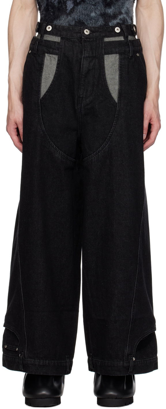 Kavbojke Feng Chen Wang Feng Chen Wang Paneled Jeans Črna | FUF16TR04