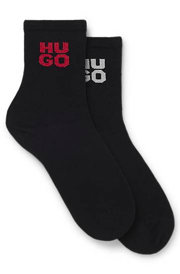 Nogavice BOSS Two-pack of short-length socks with sparkly logos Črna | 50524283