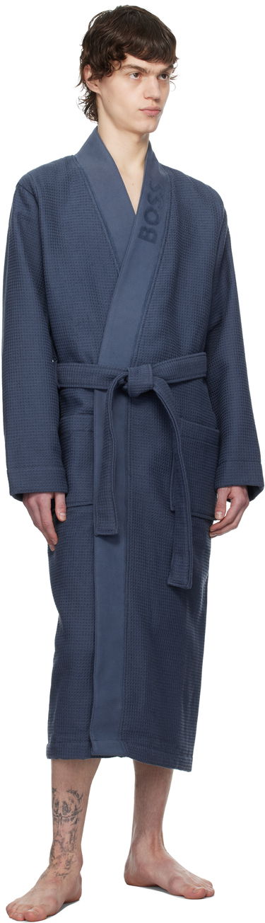 Pižame BOSS BOSS Waffle-Structure Dressing Robe Modra | 50469787, 3