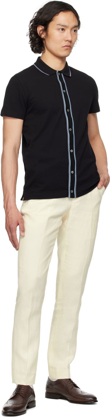 Polo majica Paul Smith PS Paul Smith Stretch-Cotton Button-Front Polo Črna | M2R-787Y-P21511-79, 3