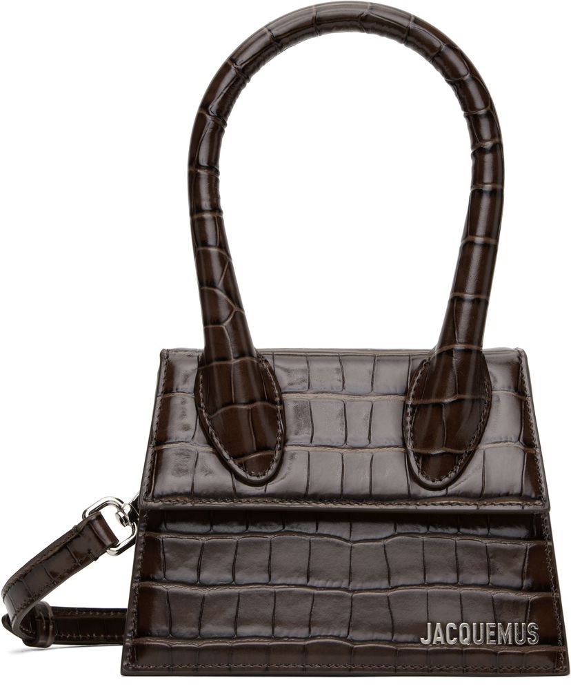 Torbica Jacquemus Jacquemus 'Le Chiquito Moyen' Crocodile-Embossed Crossbody Bag Rjava | 25E213BA002-4301