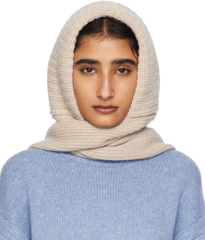 Šala Yves Salomon Yves Salomon Knit Hooded Scarf Bež | 26W25WAA506XXMACL