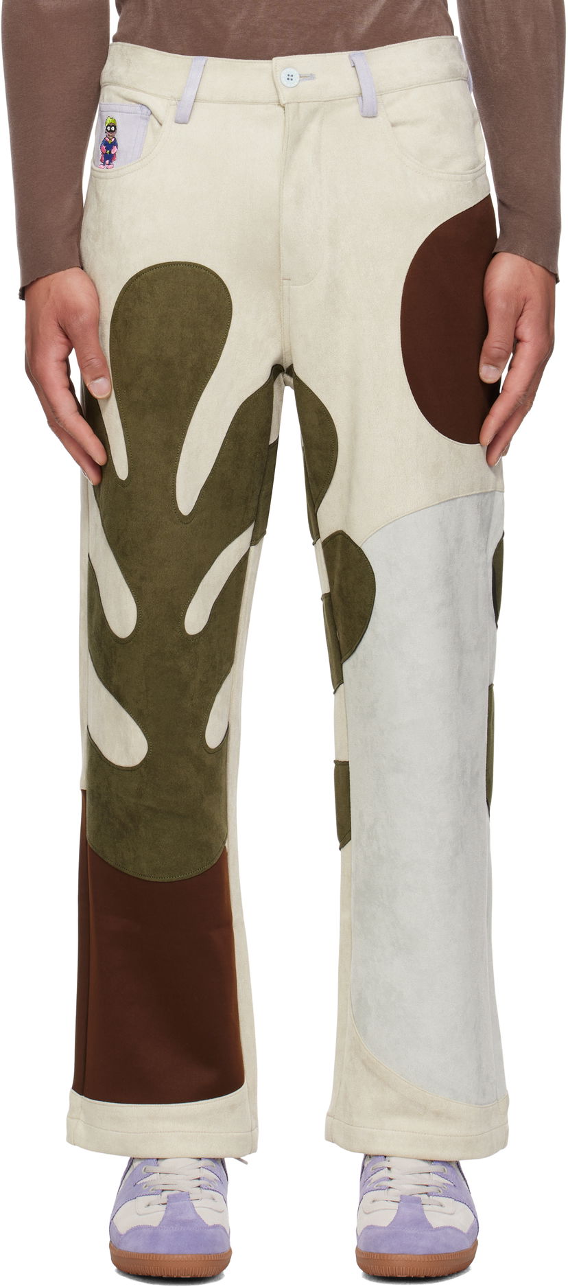 Hlače KidSuper KidSuper Floral Patchwork Trousers Bež | SS25-PT-04