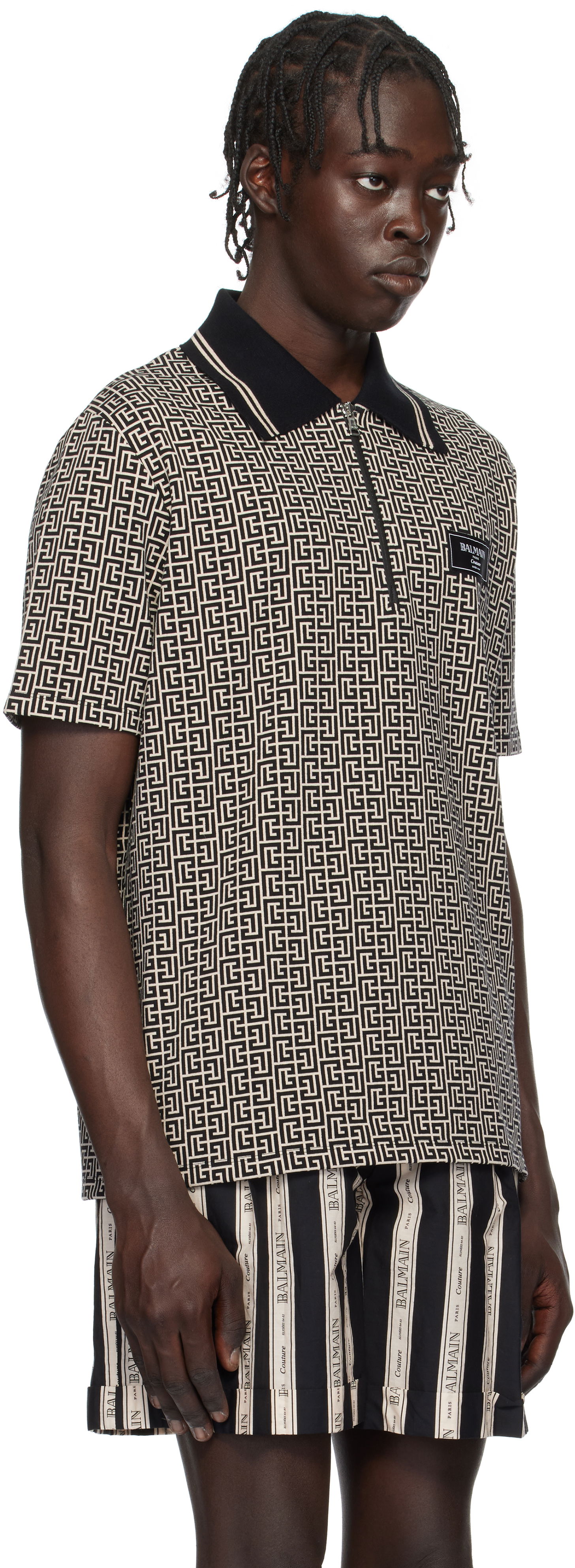 Polo majica Balmain Maze Print Polo Shirt Siva | EH1GC027BC90, 1