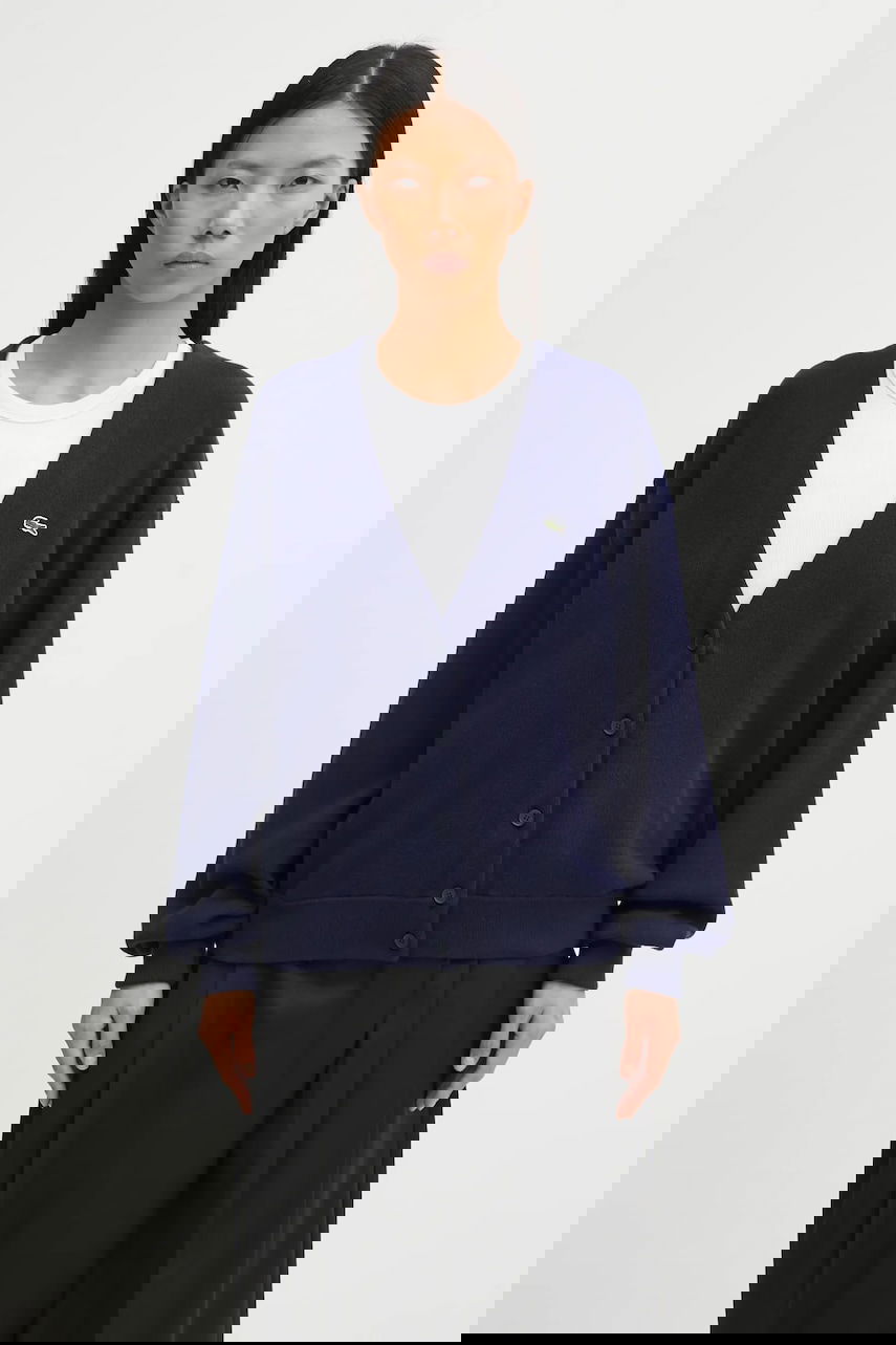 Pleteni pulover Lacoste V-Neck Button-Up Relaxed Fit Wool Blend Cardigan Mornarica | AF4143, 0