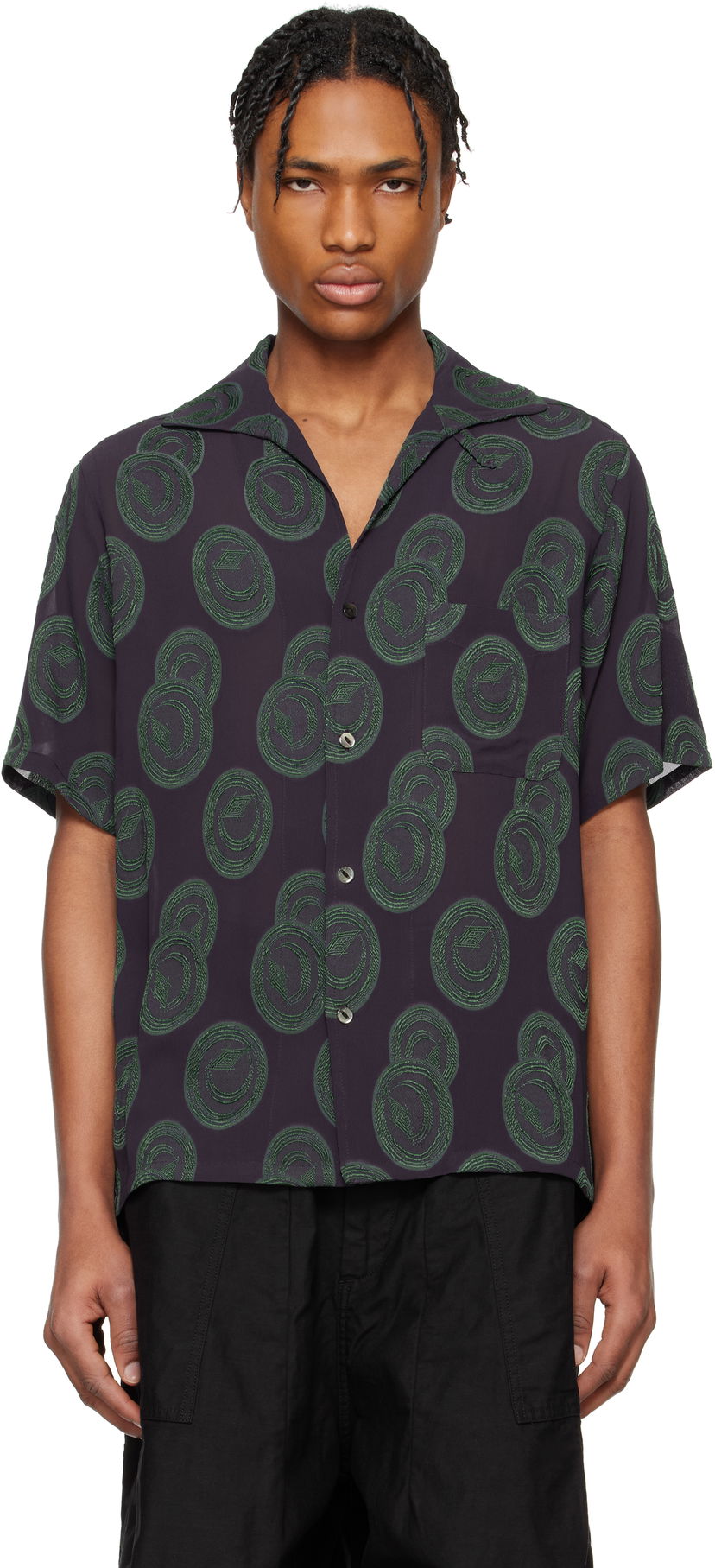 Srajce Needles NEEDLES Short Sleeve Italian Collar Shirt Lila | QV123
