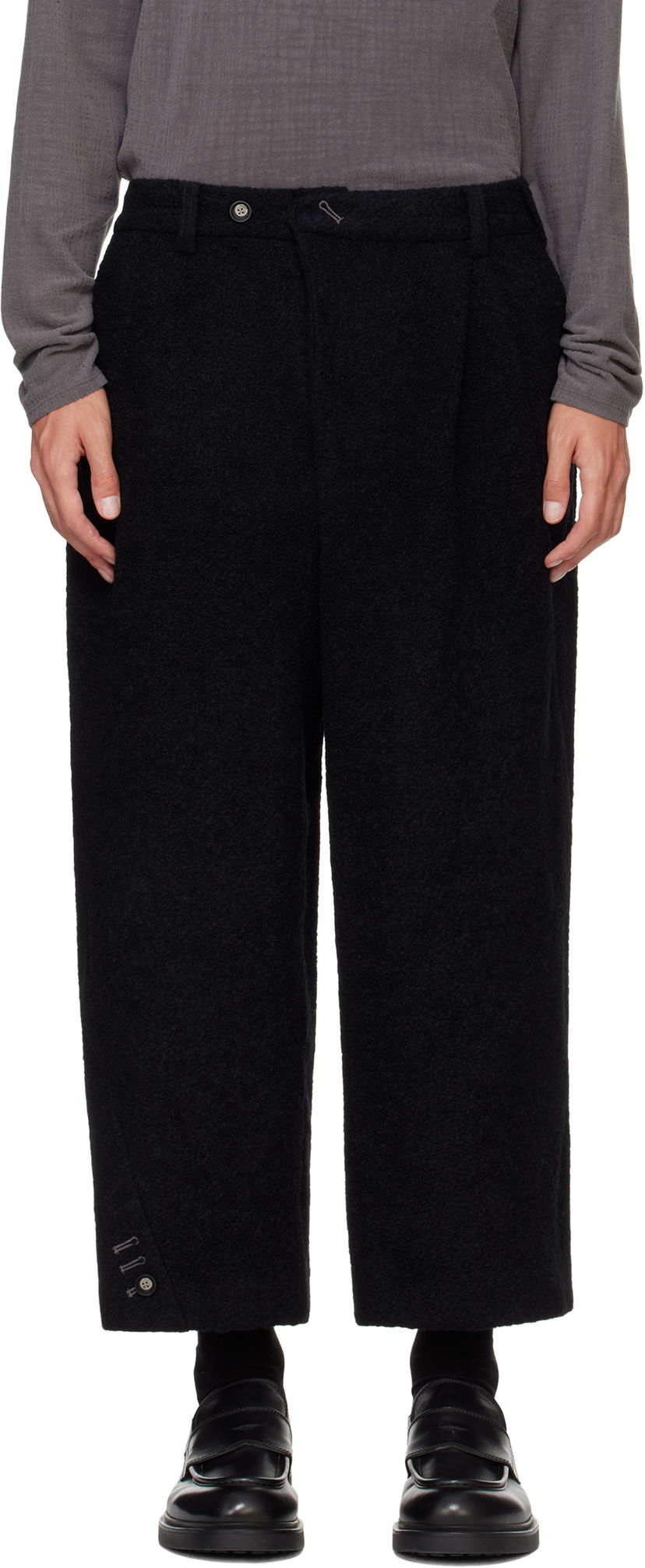 Hlače ADER ERROR Black Wool Straight-Leg Trousers Črna | BN01FWSA0207BK