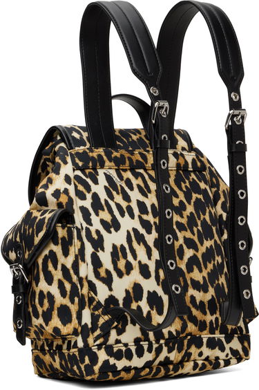 Nahrbtnik GANNI Ganni Leopard Print Small Nylon Bucky Backpack Bež | A6617, 2
