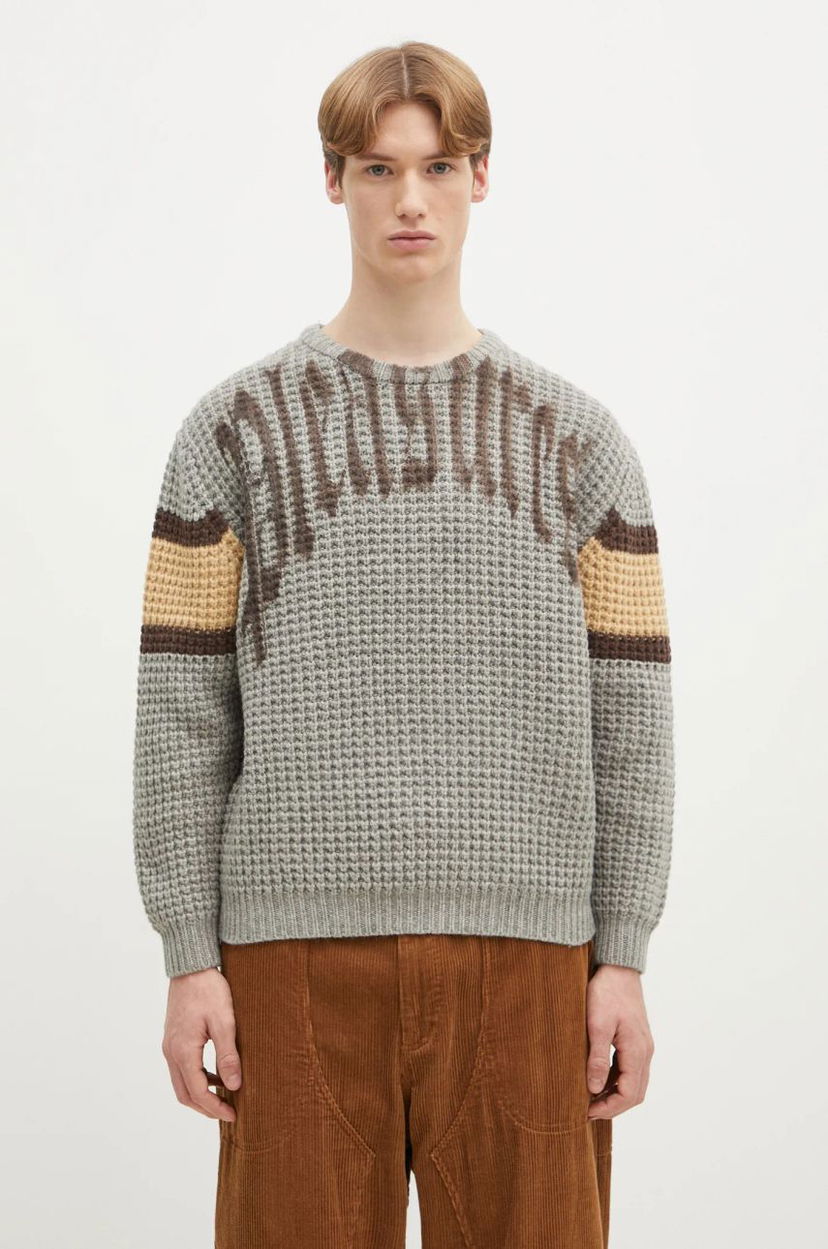 Pleteni pulover Pleasures PLEASURES Twitch Chunky Knit Sweater Siva | P24W004