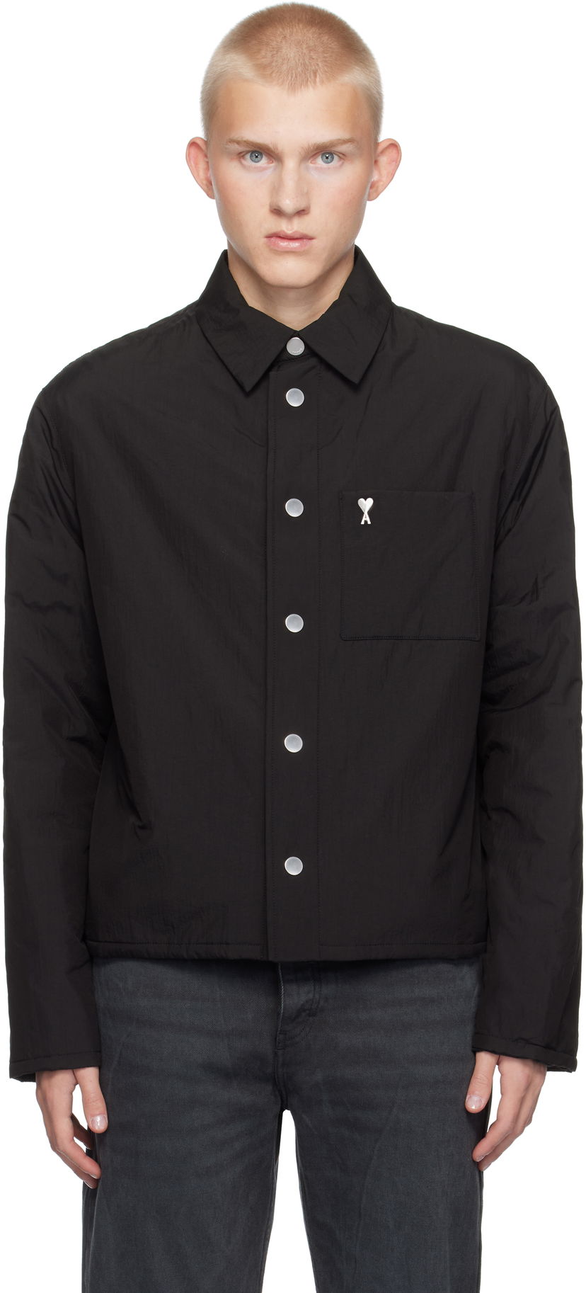 Srajce AMI Padded Overshirt Črna | HJK238.PA0009