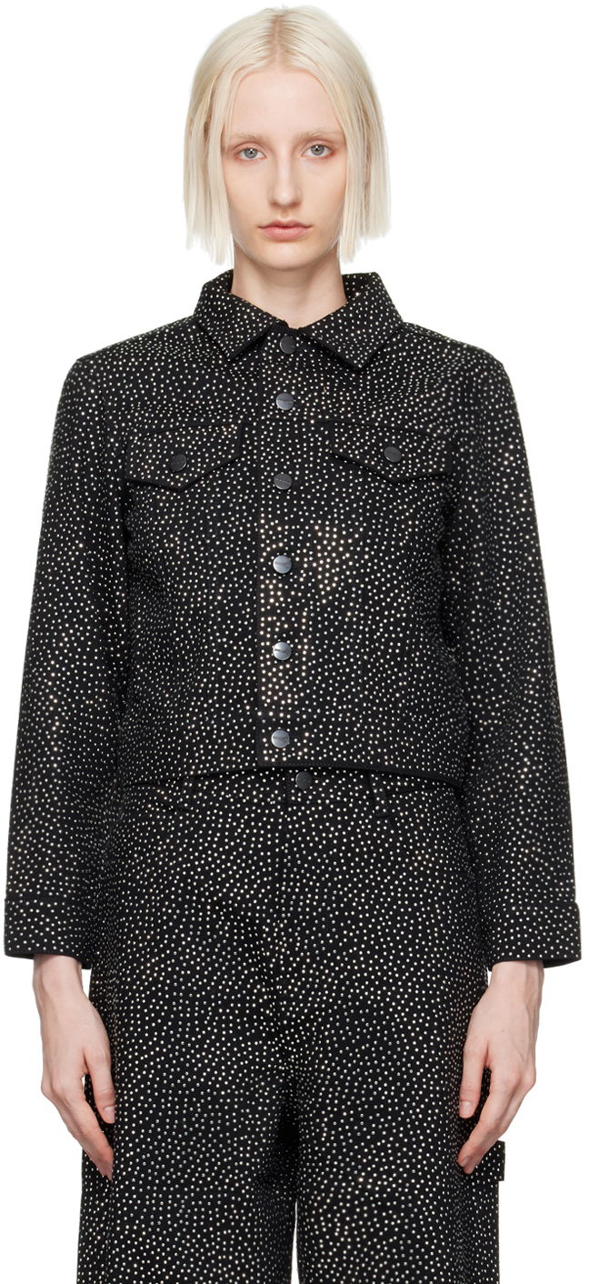 Jakna Marc Jacobs Marc Jacobs 'The Glam Studs Shrunken' Denim Jacket Črna | 2F4RJC015D12