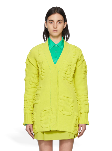 Pleteni pulover Bottega Veneta Nylon Cardigan Rumena | 689713 V1OX0