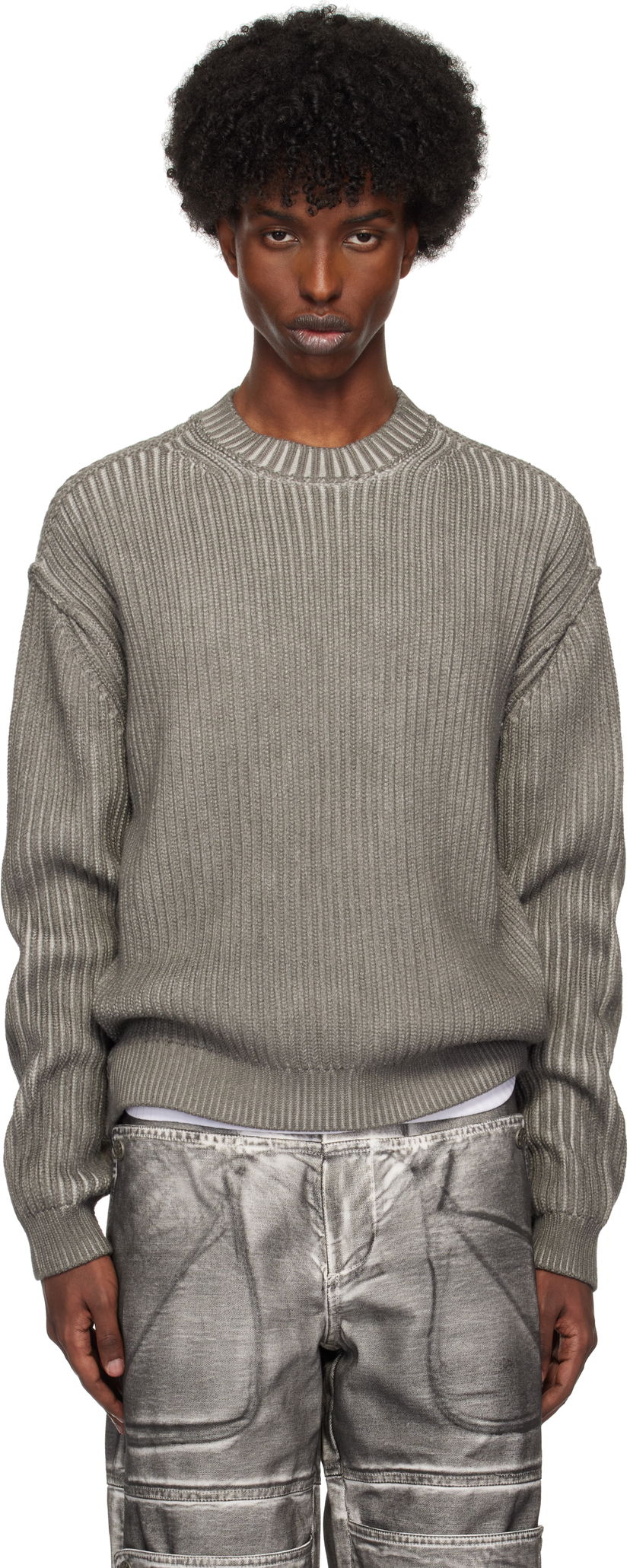 Pleteni pulover GUESS Vintage Washed Crewneck Sweater Siva | M4BR03Z3GL0JTMU