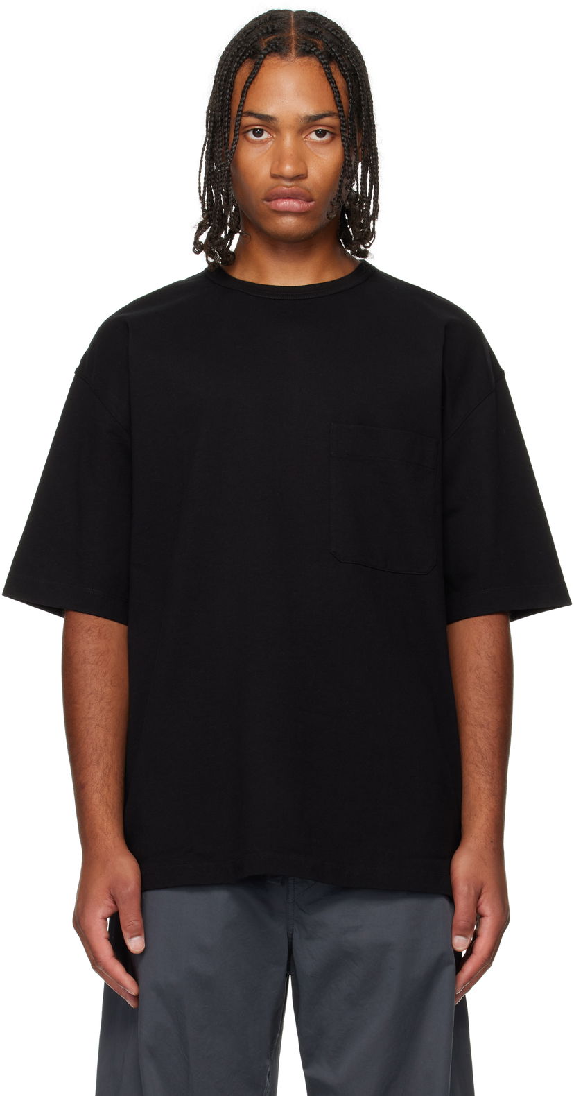 Majica LEMAIRE Boxy Short Sleeve T-shirt with Chest Pocket Črna | TO1382 LJ1022