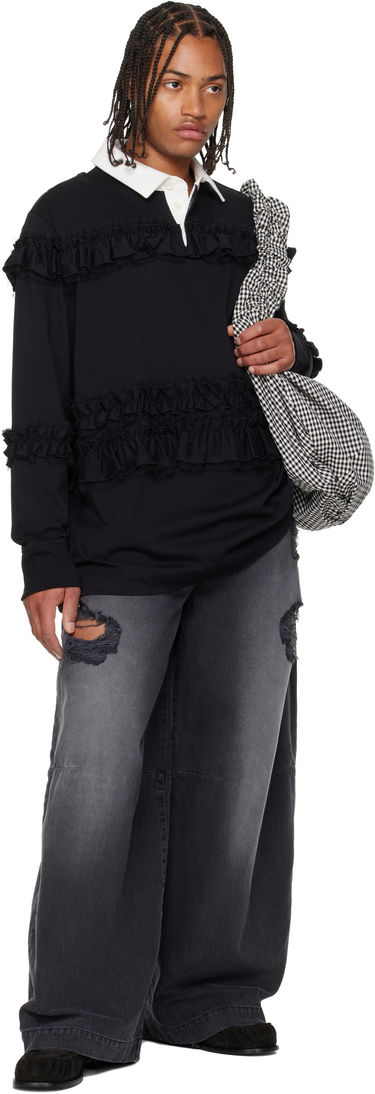Polo majica Simone Rocha Simone Rocha Ruffle Rugby Polo Črna | 5360 1282, 3