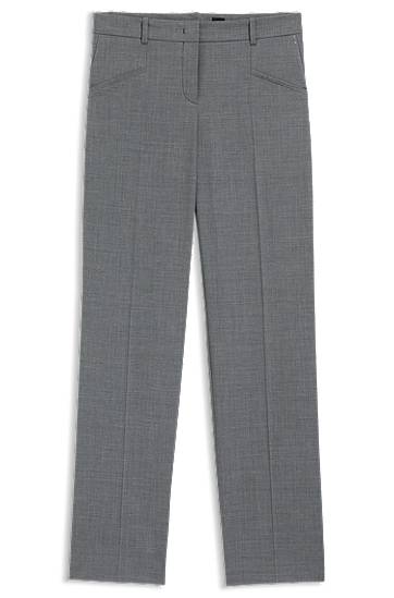 Hlače BOSS Relaxed-Fit Virgin Wool Trousers Siva | 50542004