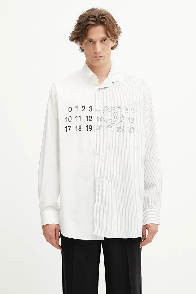 Srajce Maison Margiela MM6 Maison Margiela Relaxed Fit Button-Down Shirt Bela | SH0DT0025.MTN085.961