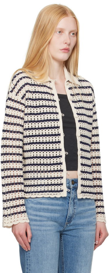 Pleteni pulover rag & bone rag & bone Khloe Striped Open-Knit Cardigan Bež | WAS25P060BR60, 1