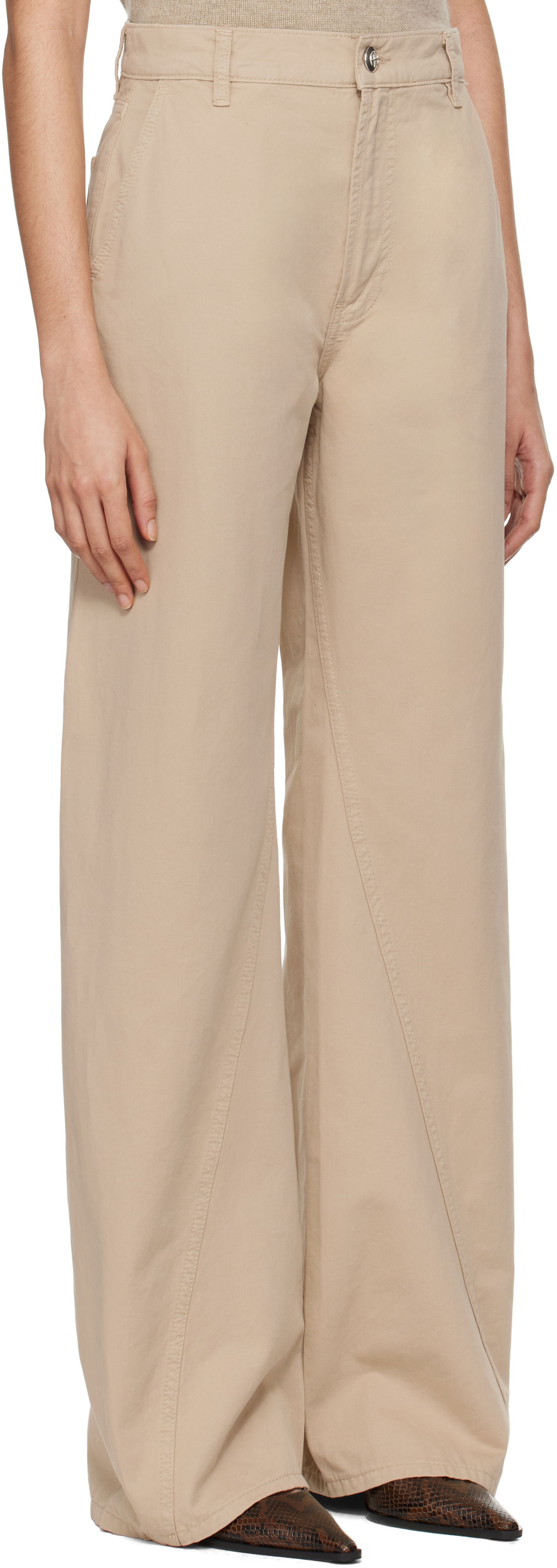 Hlače Anine Bing ANINE BING Briley Wide Leg Trousers Bež | A-03-1149-OMA10, 1