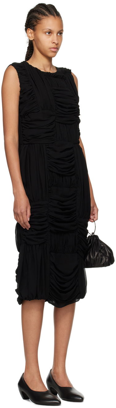 Obleke Comme des Garçons Comme des Garçons Ruched Midi Dress Črna | RM-O012-051, 1