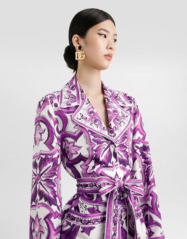 Jakna Dolce & Gabbana Dolce & Gabbana Majolica-Print Twill Jacket Lila | F5Q03THI1TKIP3TN, 3
