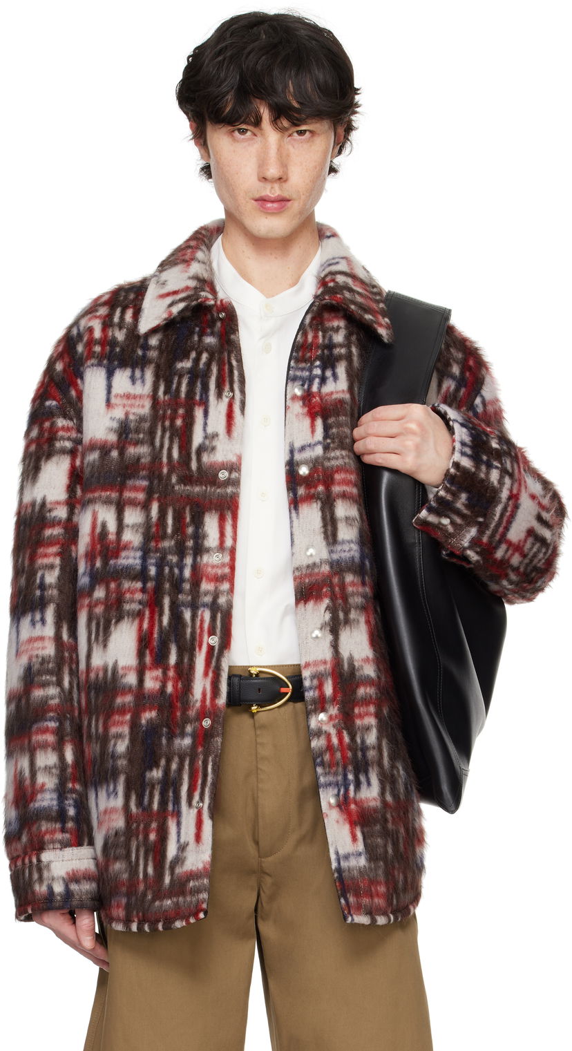 Srajce Bottega Veneta Alpaca Blend Checked Overshirt Bela | 804589-V4NT0-9072