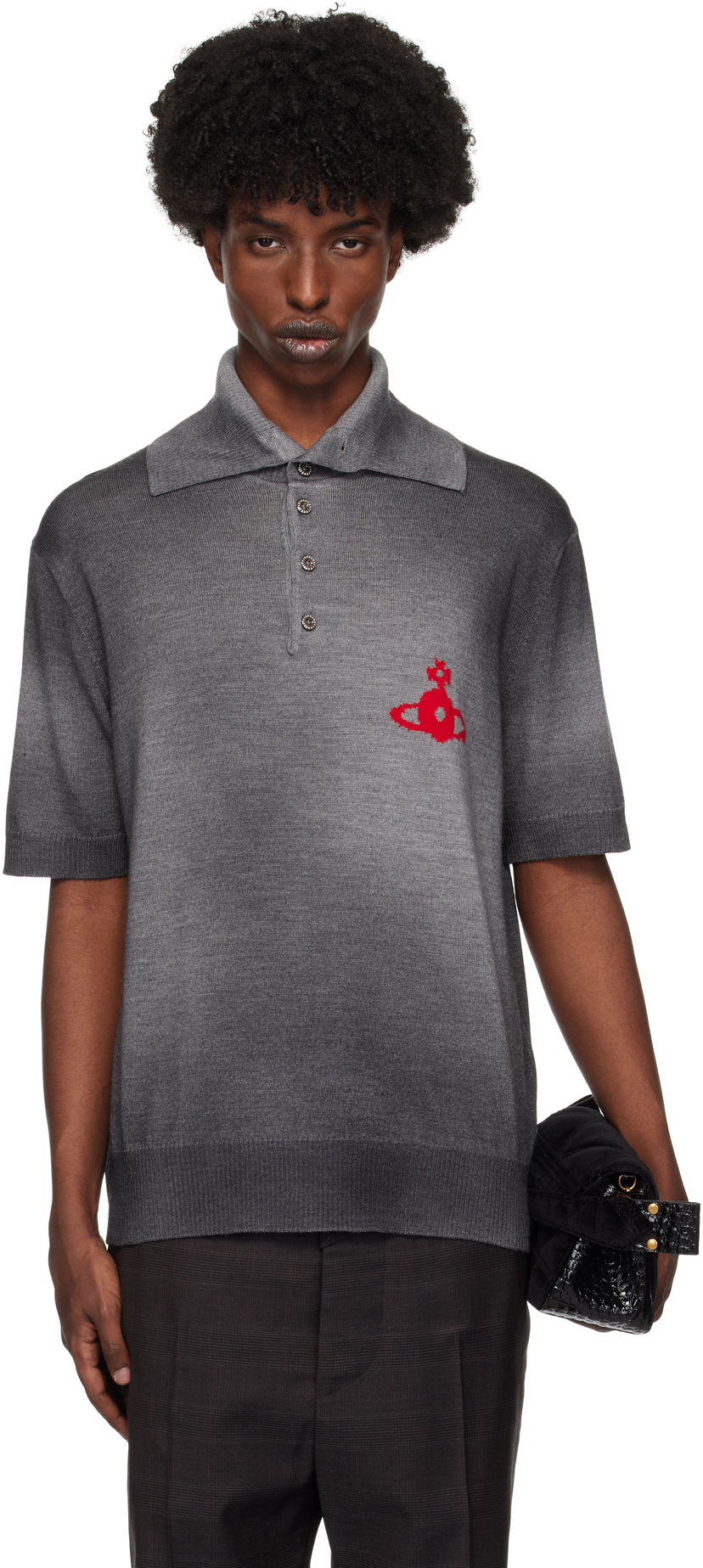 Polo majica Vivienne Westwood Polo With Logo Print Siva | 2701001U-Y002V-
