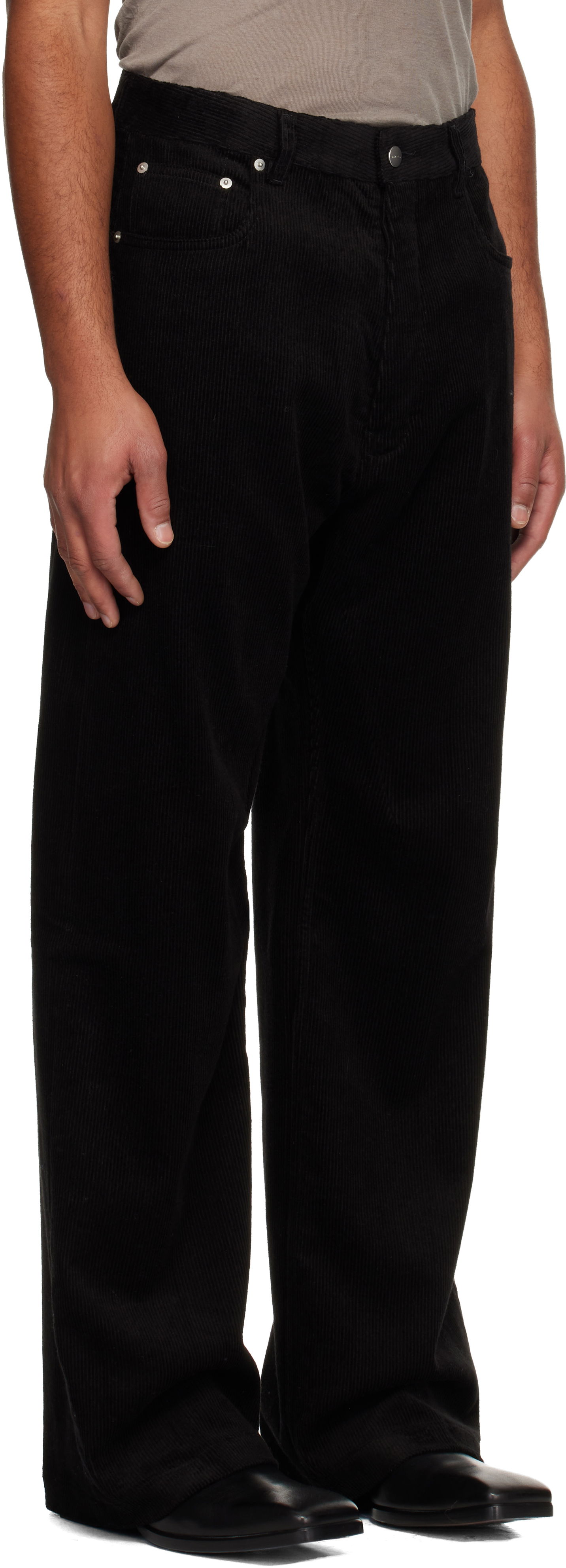 Hlače Rick Owens Corduroy Concordians Geth Trousers Črna | RU02E1333 MLC9, 1