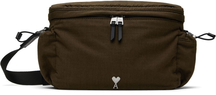 Torba za čez ramo AMI AMI de Coeur Canvas Messenger Bag Zelena | ULL022.AW0074